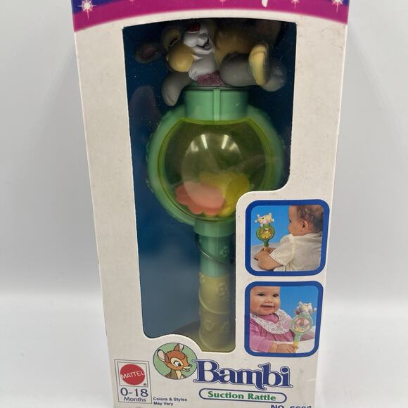 Vintage 90s Disney Bambi Thumper Suction Rattle - New! - Picture 7 of 12